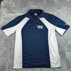 Title Boxing Polo Shirt Mens XL Blue‎ White Colorblock Performance Short Sleeve